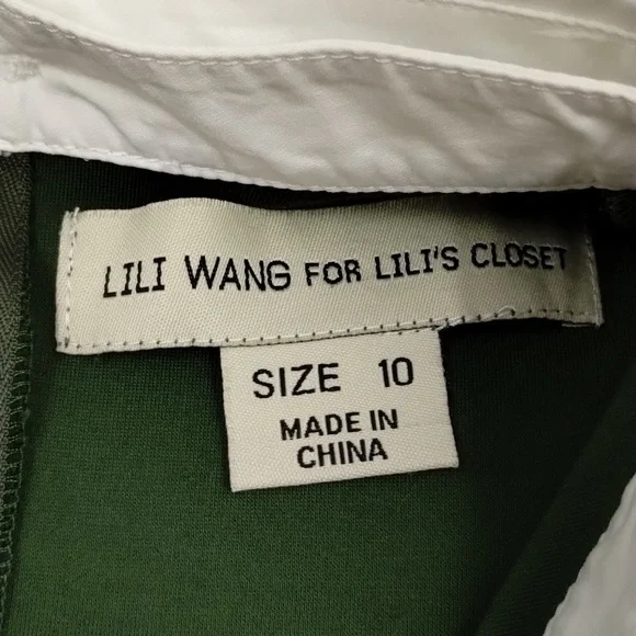 Lili Wang for Lilies Closet Womens Dress 10 Anthro Green Sleeveless Pin Tuck - Picture 8 of 11